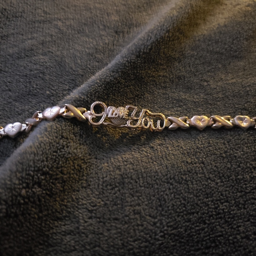 Gold over silver i love you bracelet